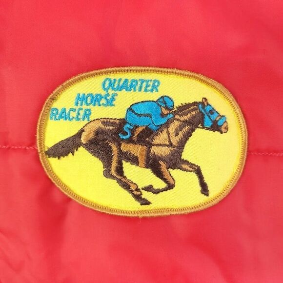 Quarter Horse Racer Puffy Vest Vintage 80s Equine Racing Made In USA Mens XL - Picture 2 of 8